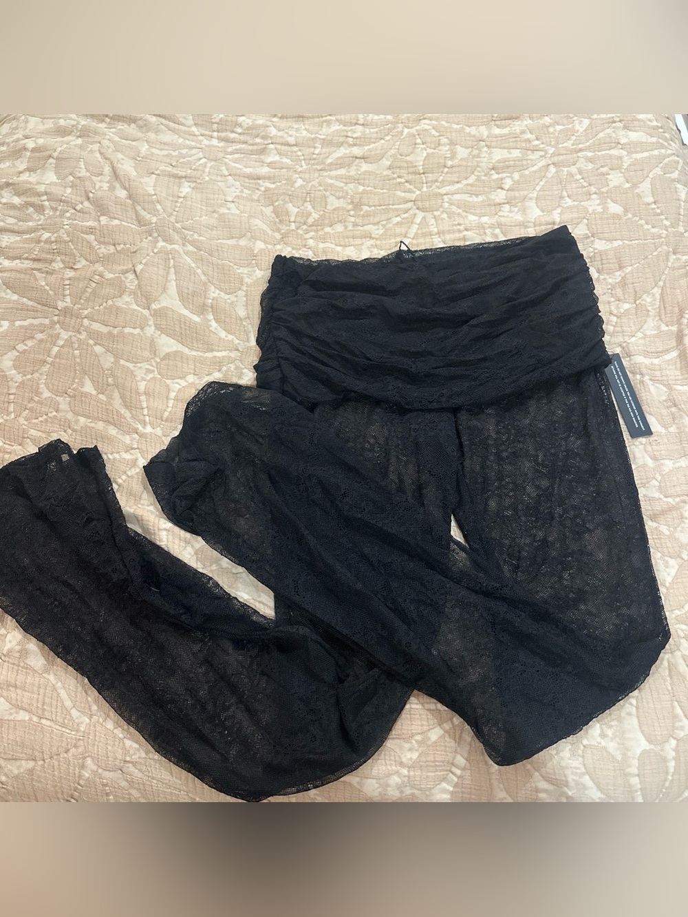 NEW White Fox Lace Pants In Your Eyes Black - Picture 4 of 4